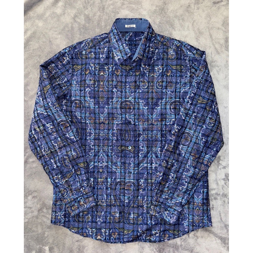 Bugatchi Men's Uomo Long Sleeve Shirt‎ Standard Fit Size Large